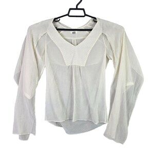 Womens Fossil White Sheer Dot Pattern Blouse Long Sleeve 100% Polyester Size XS